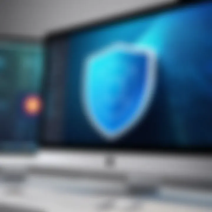 Antivirus Protection Shield on iMac Screen