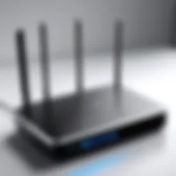 A modern router with advanced security features showcased in a sleek setting.