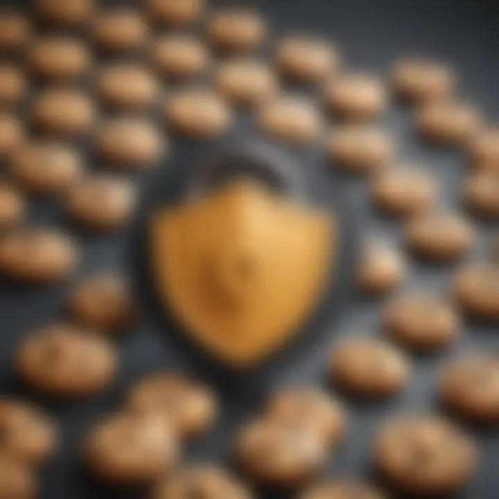 Digital security concept with shield and lock representing blocking tracking cookies