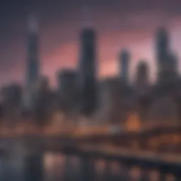 Chicago skyline with streaming platforms logos