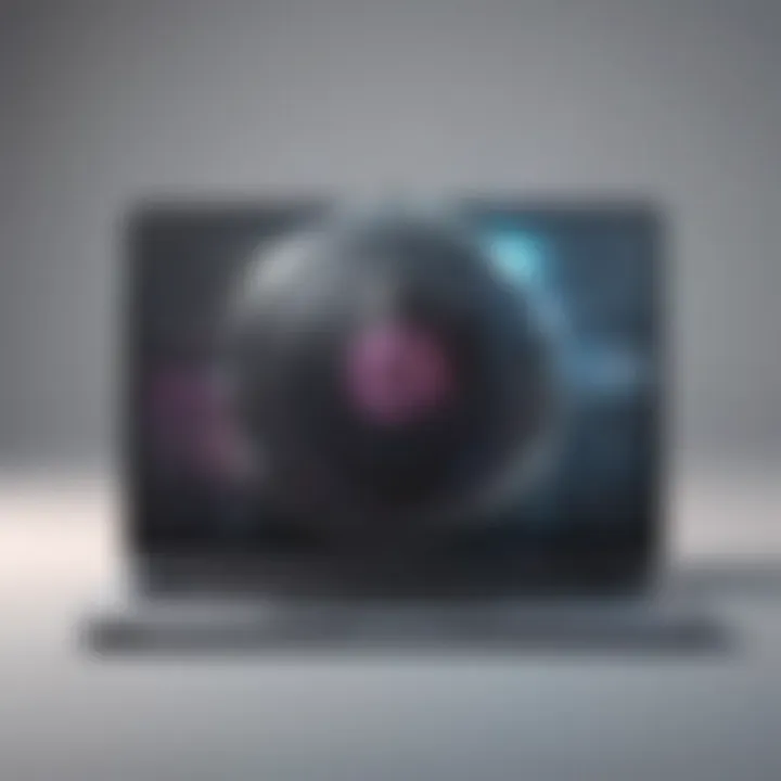 Illustration of data protection shield around laptop
