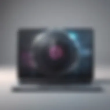 Data Sentinel: Fortifying Your Digital Assets Illustration of data protection shield around laptop