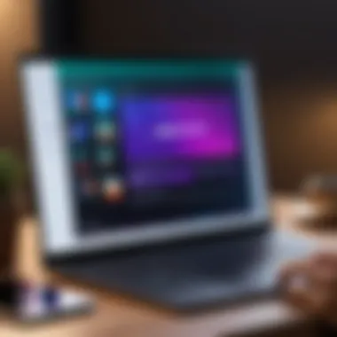 Illustration of downloading process for HBO Max app on laptop