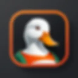 Illustration of DuckDuckGo logo highlighting privacy features