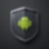 Illustration of Android phone with shield symbolizing online security