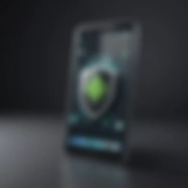 Smartphone with shield icon