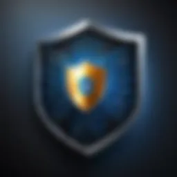 A digital shield representing cybersecurity.