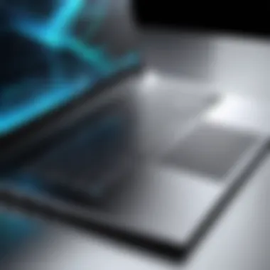 Close-up of a sleek laptop design emphasizing its speed capabilities