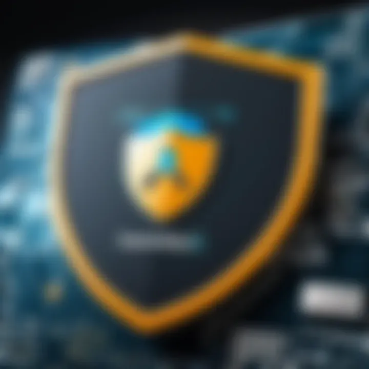 Illustration of a computer shield symbolizing protection against threats