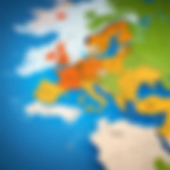 Map illustrating geographic restrictions on content