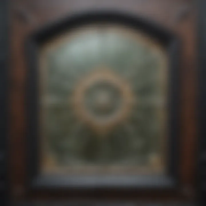 Vintage glass pane window with intricate metalwork