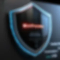A close-up of a digital security shield representing antivirus protection.