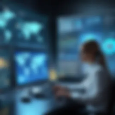 A futuristic interface displaying various cyber threats