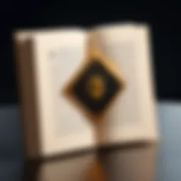 An open book with cryptographic symbols