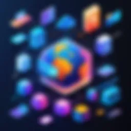 Abstract visualization of online file sharing concepts