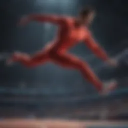 Athlete leaping during live event coverage