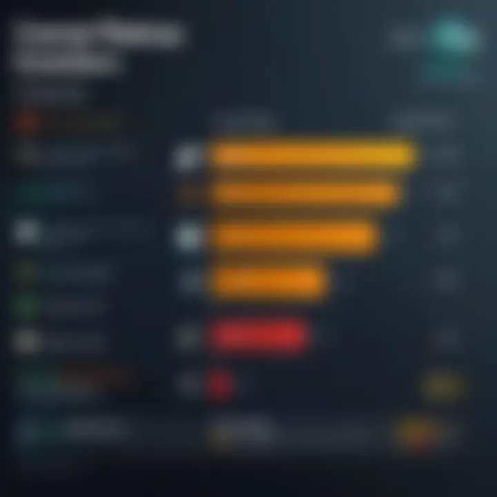 A comparison chart of top gaming antivirus software with performance metrics