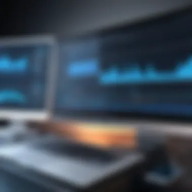 Performance Optimization in Website Monitoring Artistic visualization of website performance optimization through software