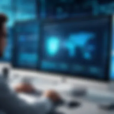 Futuristic illustration showcasing website security enhancement with software