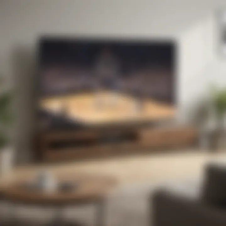 Remote control pointing towards TV showing NBA Finals game