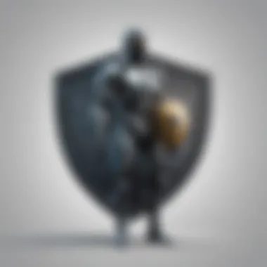 Enhancing Digital Security Illustration of a person with a shield defending against digital threats