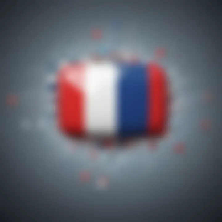 French flag with digital streaming symbols