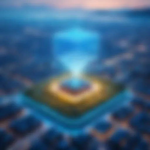 Conceptual illustration of geolocation technology in a digital landscape