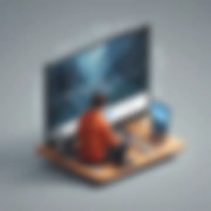 Illustration of a person browsing the internet with hidden digital footprints