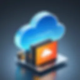 Cloud storage icon with data representation