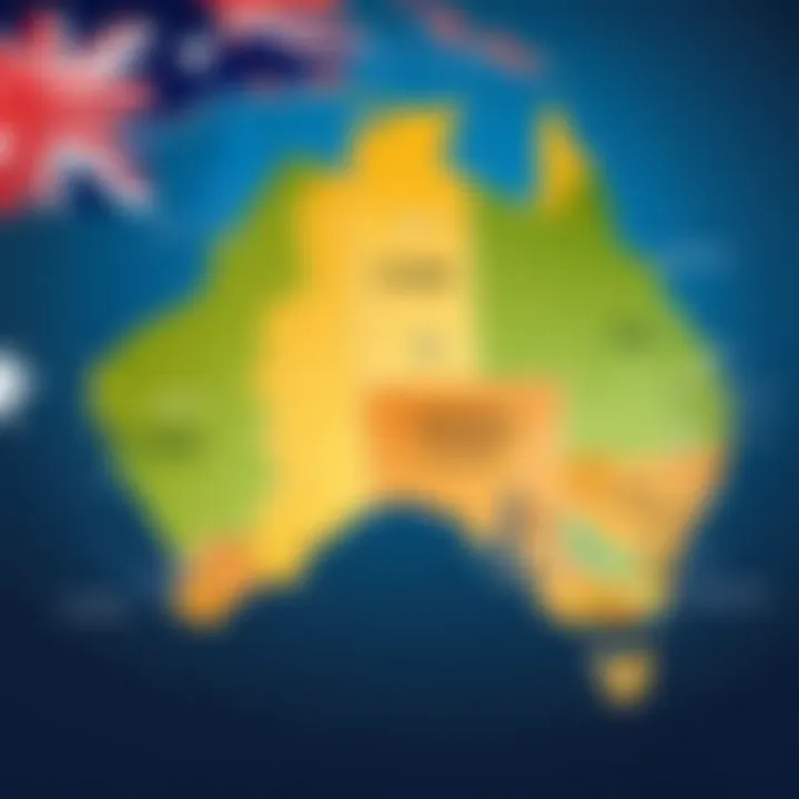 Map highlighting Australia with internet connectivity options