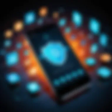 Data Protection Strategies Illustration of data protection icons surrounding a smartphone