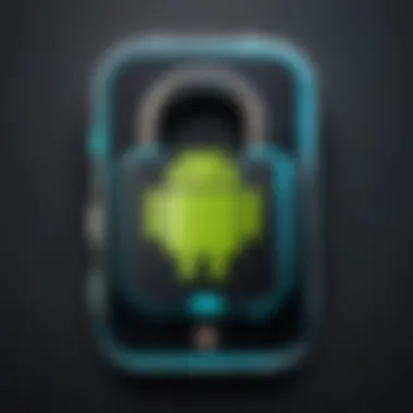 A secure lock symbol over an Android device