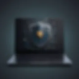 Illustration of laptop with shield icon