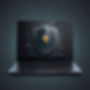 Illustration of laptop with shield icon