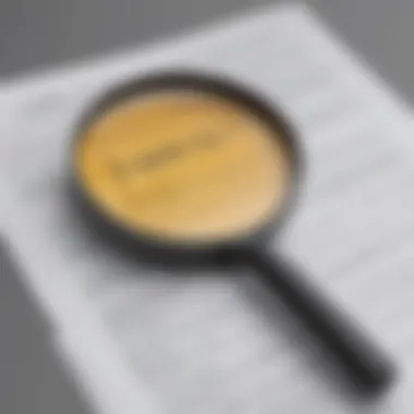 Illustration of legal documents with magnifying glass