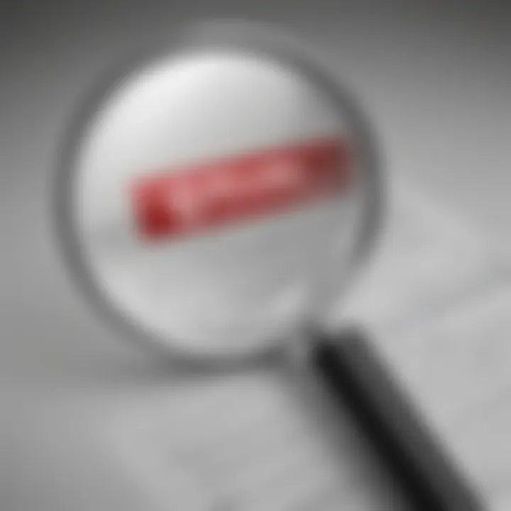 Magnifying glass examining digital security features