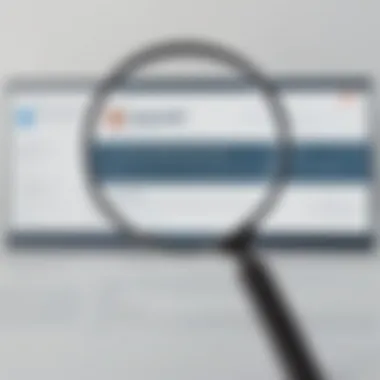 Magnifying glass focusing on online security