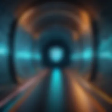 Illustration of a secure tunnel with data flowing through with a Malaysian VPN logo