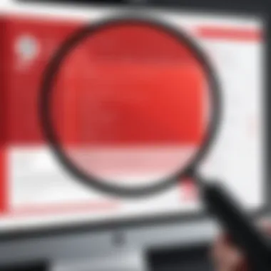 Identifying Red Flags in Online Profiles A magnifying glass over a digital profile highlighting red flags.