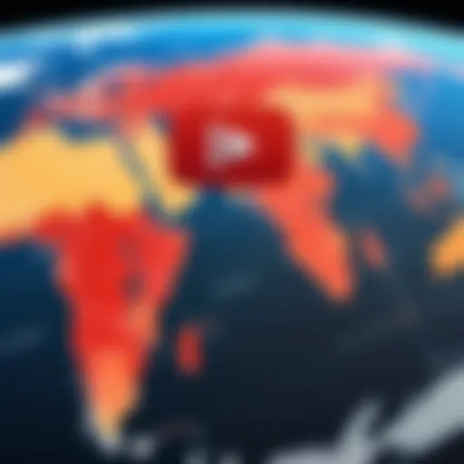 A world map illustrating varying accessibility levels for YouTube