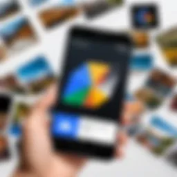 Person using Google Photos app to recover lost images