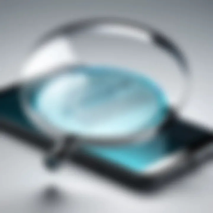 Conceptual image of a magnifying glass over a phone illustrating awareness