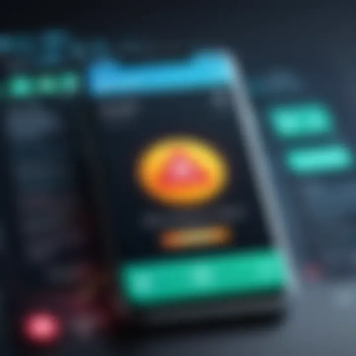 Illustration of a phone with a warning symbol representing scam calls