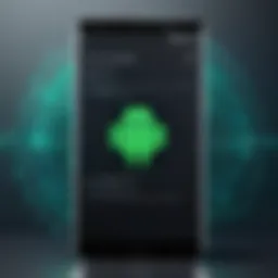 Illustration of an Android device displaying a password protection screen