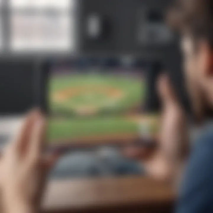 Person Watching Baseball Game on iPhone