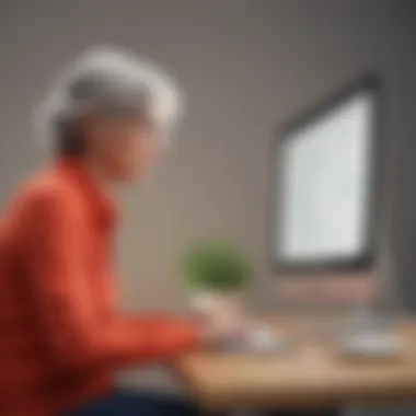 Senior woman browsing FiOS website