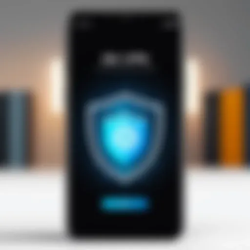 Illustration of smartphone with VPN shield