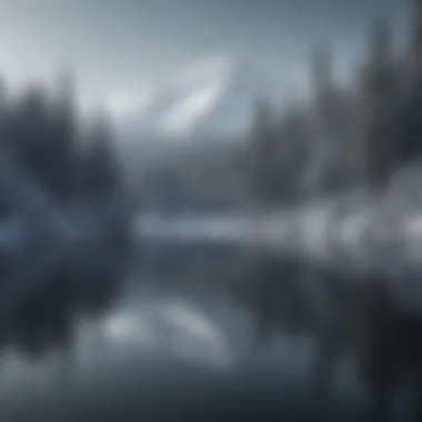 Snowfall Reflections on Serene Lake