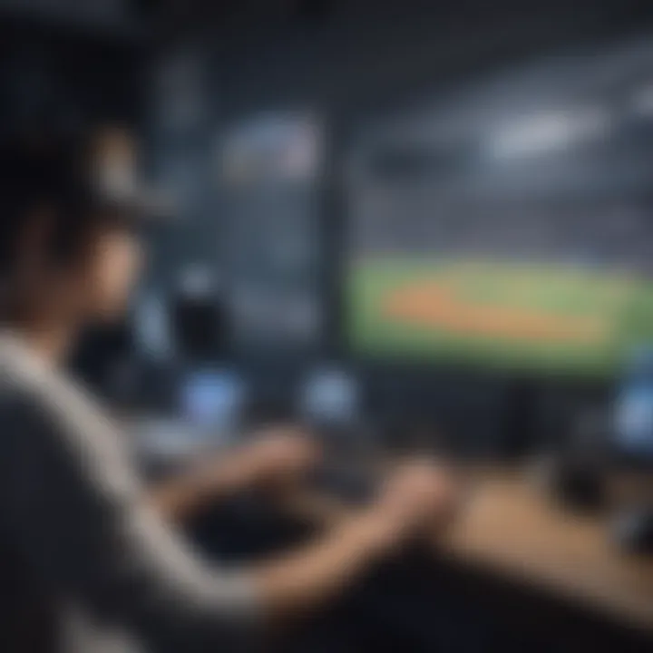 Person using social media platform for baseball game streaming