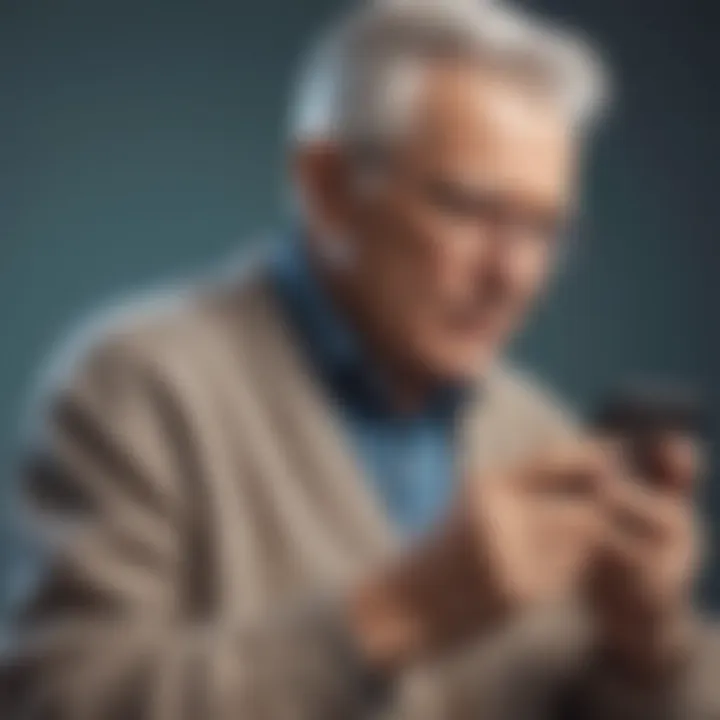 Elderly person using smartphone